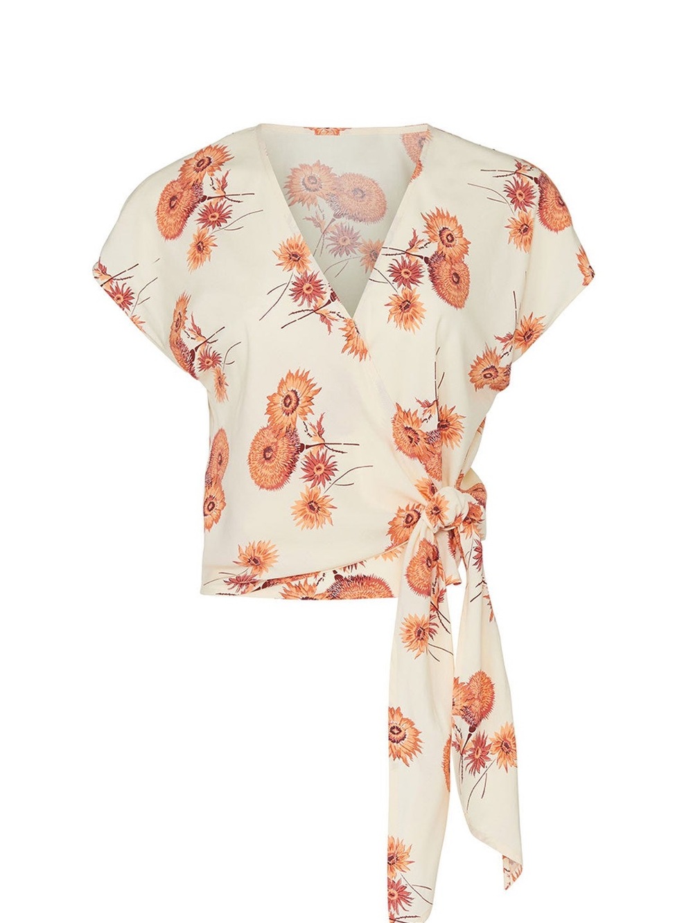 Madewell Dutch Dandelion Wrap Blouse with Orange Floral Print